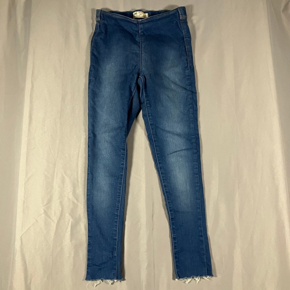 Free People High Waisted Denim‎ Jeans Womens W24 Raw Hem Skinny Leg